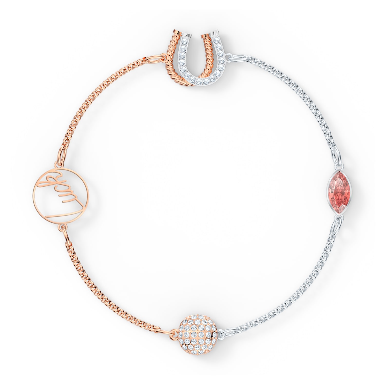 AMEN rosé alternating red crystal hearts bracelet | online sales on  HOLYART.com